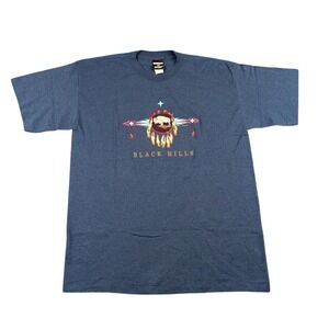 Signal Sport Black Hills Buffalo Dreamcatcher Embroidered T-Shirt XL Navy Blue